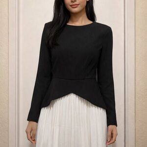 Commense Black and White Midi Dress